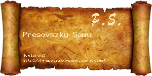 Presovszky Samu névjegykártya